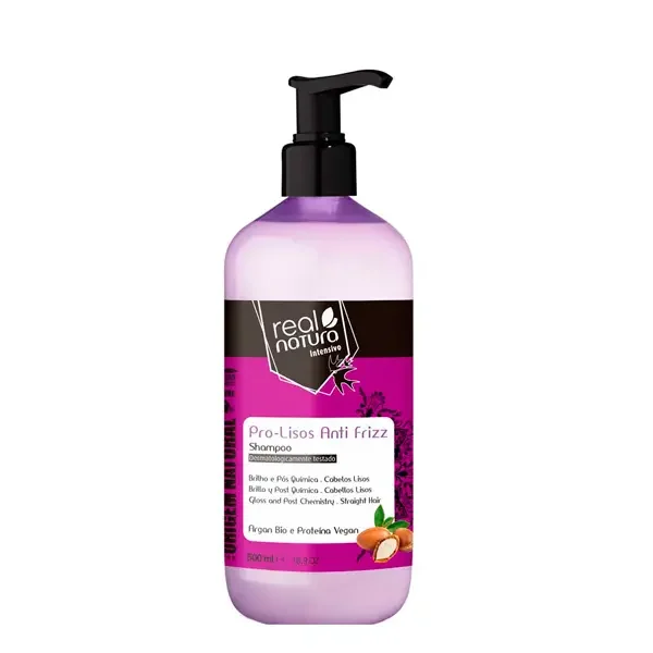 real-natura-pro-lisos-anti-frizz-shampoo-sem-sal-500ml Shampoo Real Natura Sem Sal Pro-Lisos Anti Frizz - 500ml